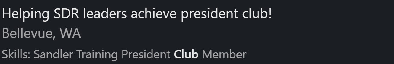 president's club for sdrs